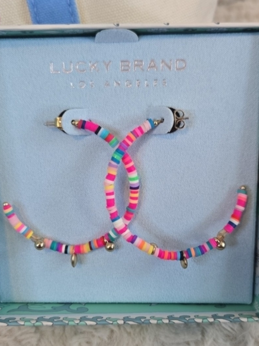 Lucky Brand NWT Multicolor Beaded Hoop Earrings MSRP$35